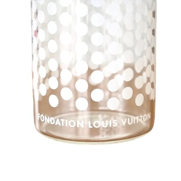 Fondation LOUIS VUITTON Glass Water Bottle Polka Dot Bamboo Lid Paris - Picture 4 of 7